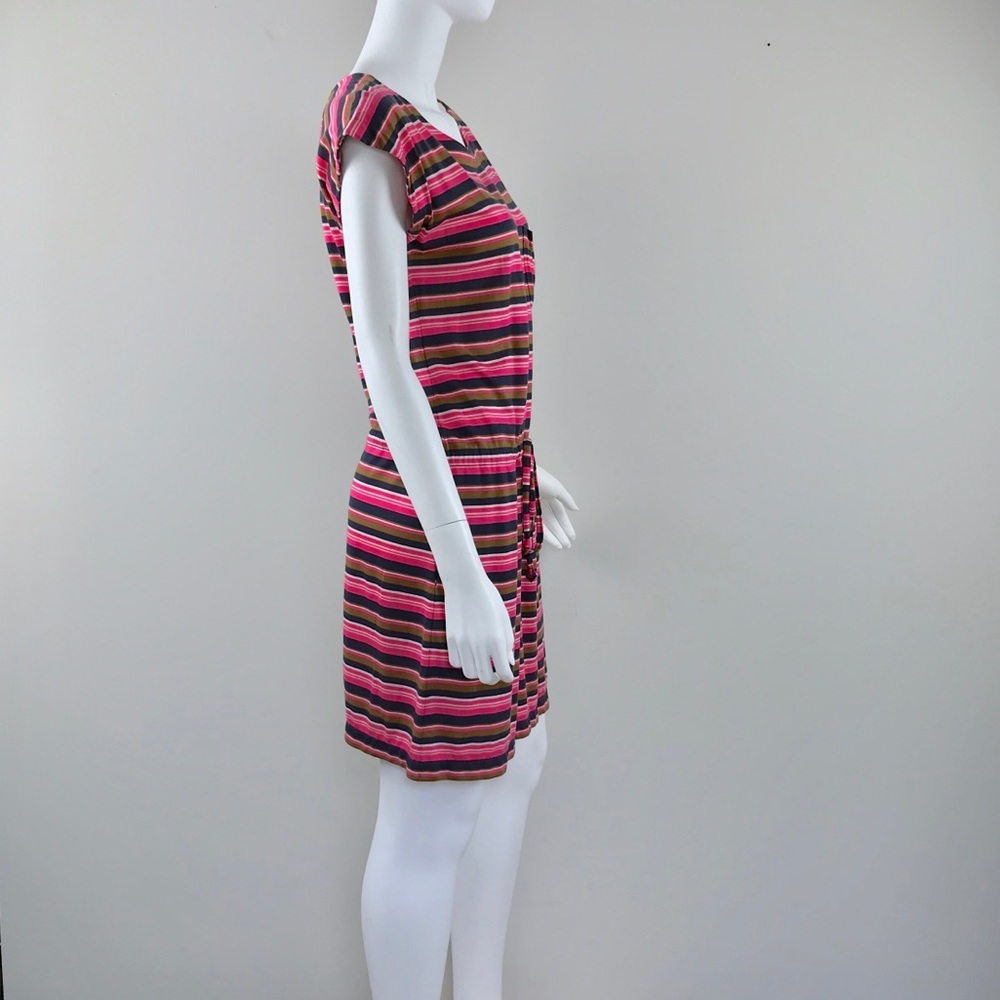 {Fossil} Multi Striped Drawstring Mini Shirt Dress - Picture 4 of 6